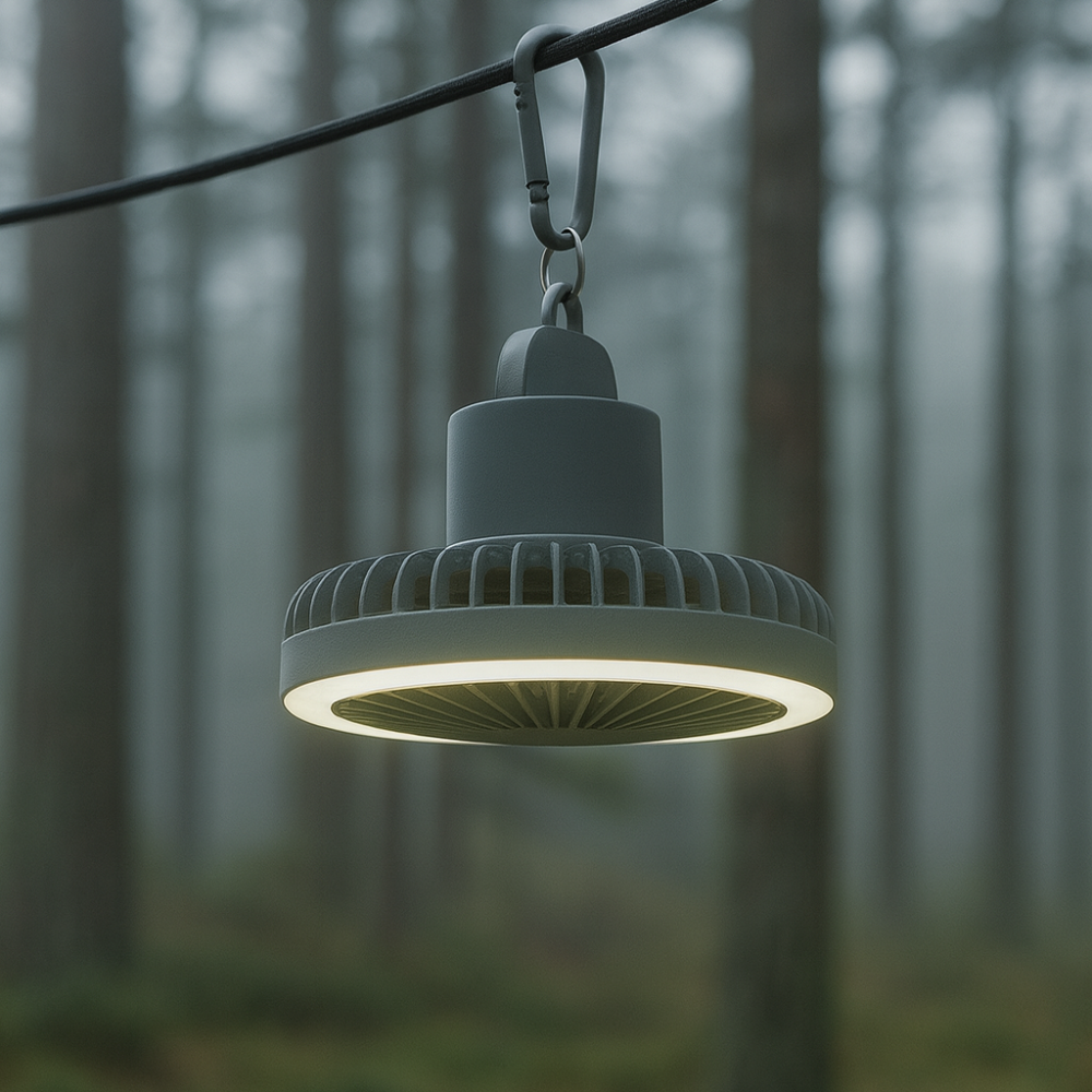 Landlivet™ 3-i-1 Campingfläkt – LED & Powerbank